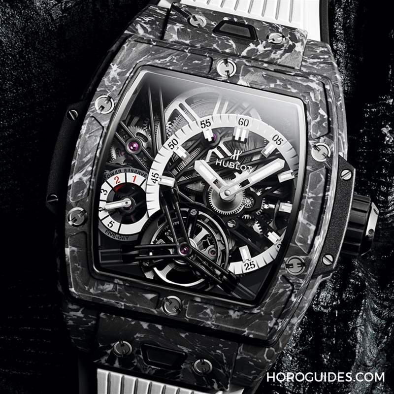 直搗靈魂的爆炸性美學(xué)|Hublot Spirit Of Big Bang 陀飛輪5日鏈腕表-白色碳纖維款、藍(lán)寶石款-復(fù)刻表