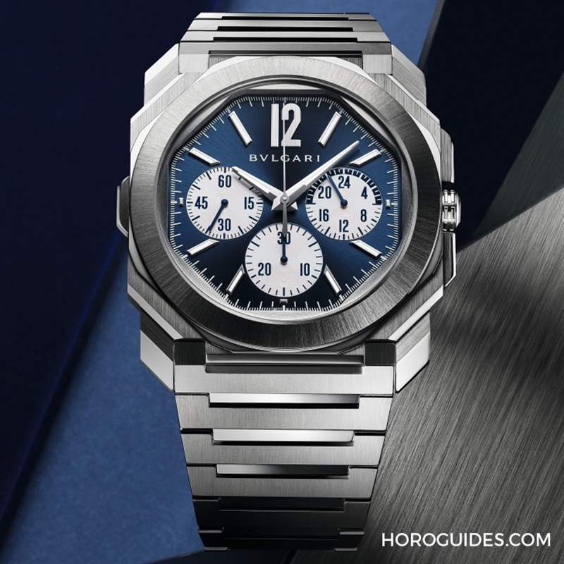 這樣的喀什米爾藍(lán)面，美絕了！BVLGARI Octo Finissimo超薄兩地時(shí)間計(jì)時(shí)碼表-復(fù)刻表