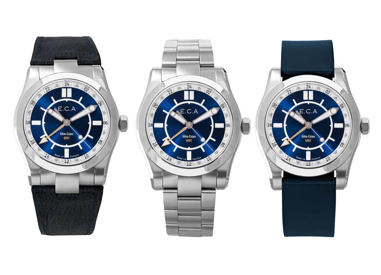 瑞典制表商ECAndersson小眾品牌藍面GMT手表-復刻表