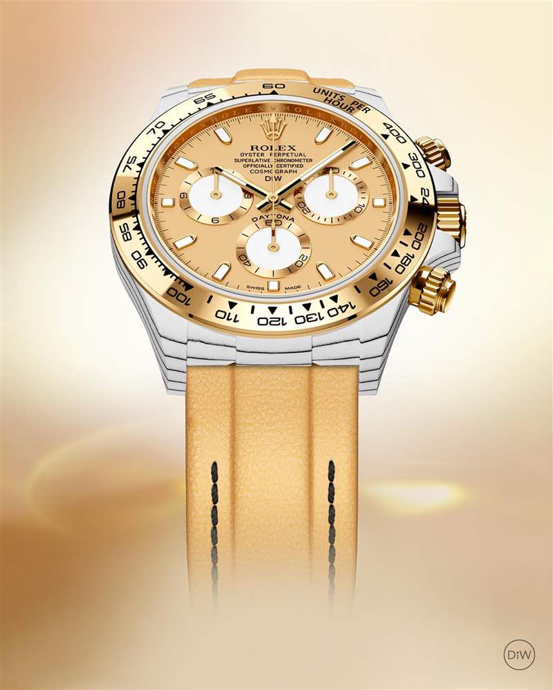 DiW改裝手表:Daytona 「Golden Essence」(Source:Designa Individual) Rolex Daytona特殊黃金改裝手表白色石英表殼自帶間紋盛惠50萬-復刻表