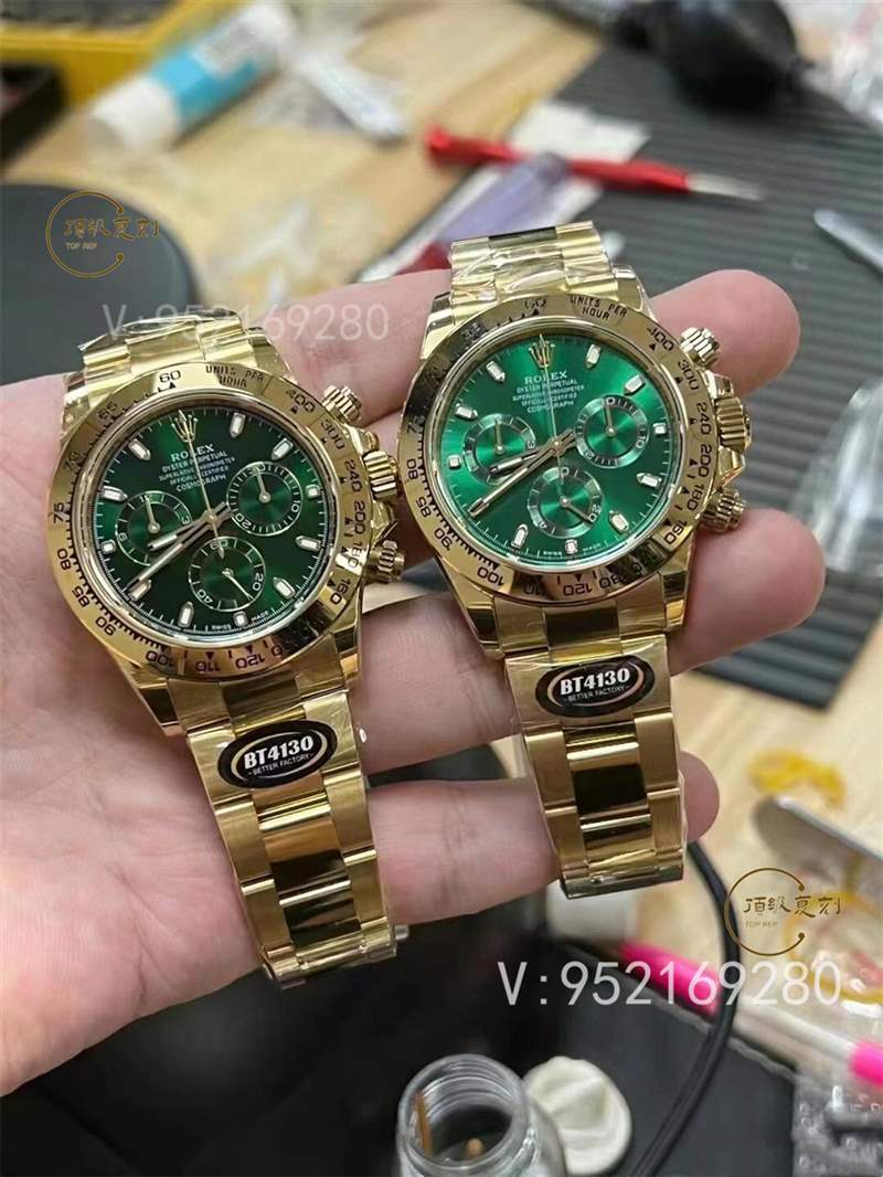 BT廠勞力士4130綠金迪通拿復(fù)刻表鍍金會(huì)掉色嗎-復(fù)刻表