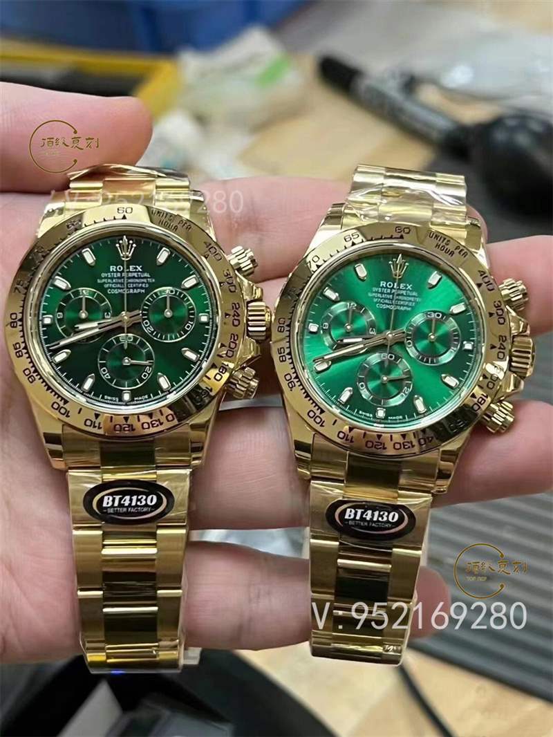 BT廠勞力士4130綠金迪通拿復(fù)刻表鍍金會(huì)掉色嗎-復(fù)刻表