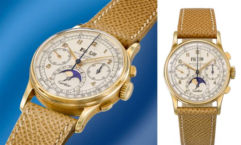 佳士得即將拍賣：百達翡麗Ref.1518萬年歷計時碼表，唯一已知配有Cartier雙簽面盤-復刻表