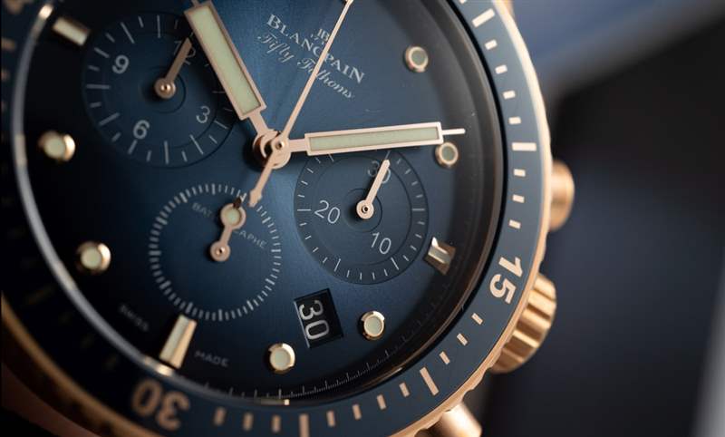 18K紅金藍面、23級鈦灰面，Blancpain五十噚深潛器飛返計時碼表兩款延伸新作-復刻表