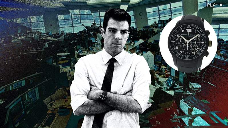 看電影扎卡里·昆托（Zachary Quinto）在“追加保證金”中佩戴保時捷設(shè)計計時碼表預(yù)測金融危機(jī)-復(fù)刻表