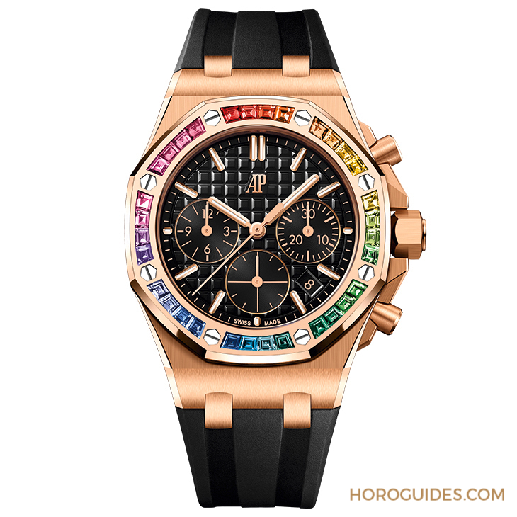 寶石圈與彩色面盤的華麗方程式|AP皇家橡樹離岸型37毫米自動上鏈計時碼表-復刻表