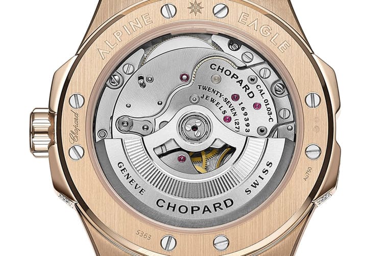 蕭邦Alpine Eagle阿胖鷹彩虹圈小改款與前作有一個明顯差異-復刻表