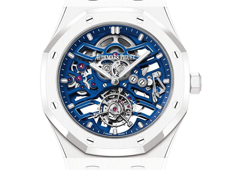 愛彼推出Royal Oak Selfwinding Flying Tourbillon Openworked鏤空飛行陀飛輪腕表：白色陶瓷表殼-復(fù)刻表