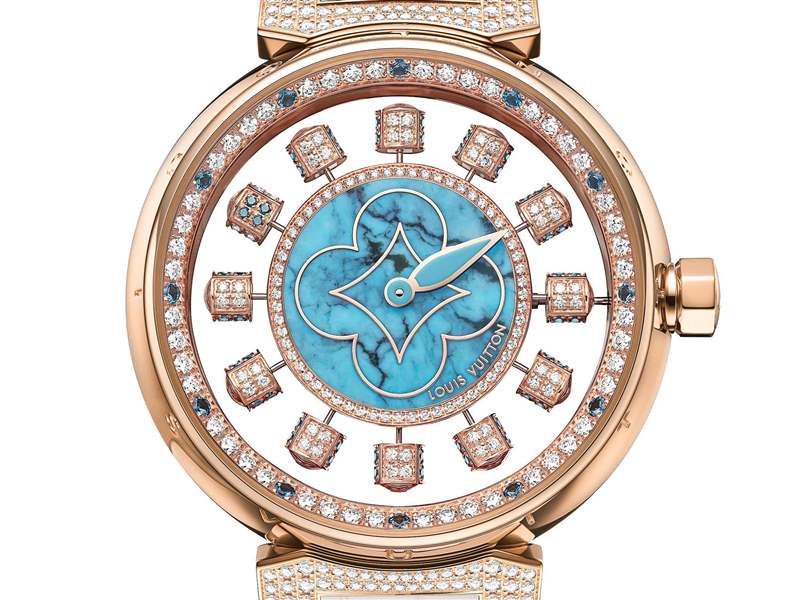 Louis Vuitton推出寶石表盤版Tambour Spin Time Air腕表:孔雀石,綠松石,寶石懸空表盤-復(fù)刻表