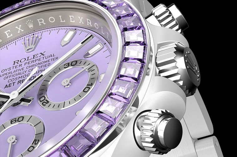 「彩色藍(lán)寶石5連發(fā)」勞力士Daytona白陶瓷五種寶石表圈一字排開超夢(mèng)幻-復(fù)刻表