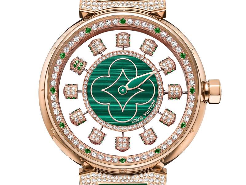 Louis Vuitton推出寶石表盤版Tambour Spin Time Air腕表:孔雀石,綠松石,寶石懸空表盤-復(fù)刻表