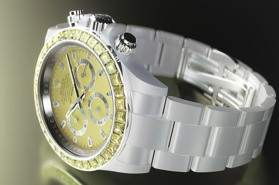 「彩色藍(lán)寶石5連發(fā)」勞力士Daytona白陶瓷五種寶石表圈一字排開超夢(mèng)幻-復(fù)刻表