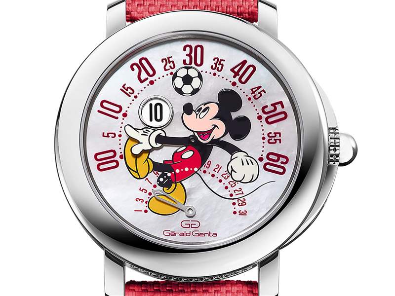 Gerald Genta推出Arena Bi-Retrograde Mickey Mouse數(shù)字跳時雙逆跳腕表：米老鼠踢足球-復刻表