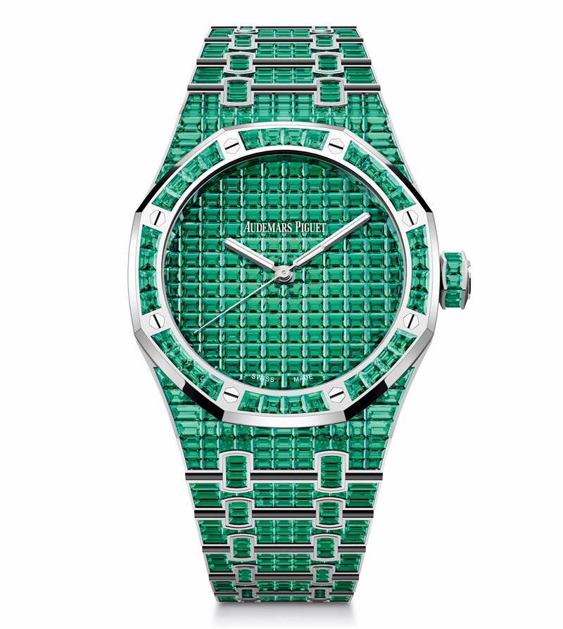 愛彼推出Royal Oak Selfwinding Rainbow Sets珠寶腕表：彩色寶石鑲嵌-復(fù)刻表