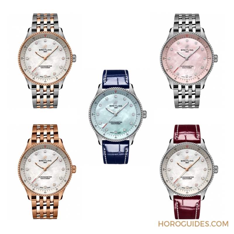 輕霧粉與淺藍(lán)色珍珠母貝面盤Navitimer也可以唯美-復(fù)刻表