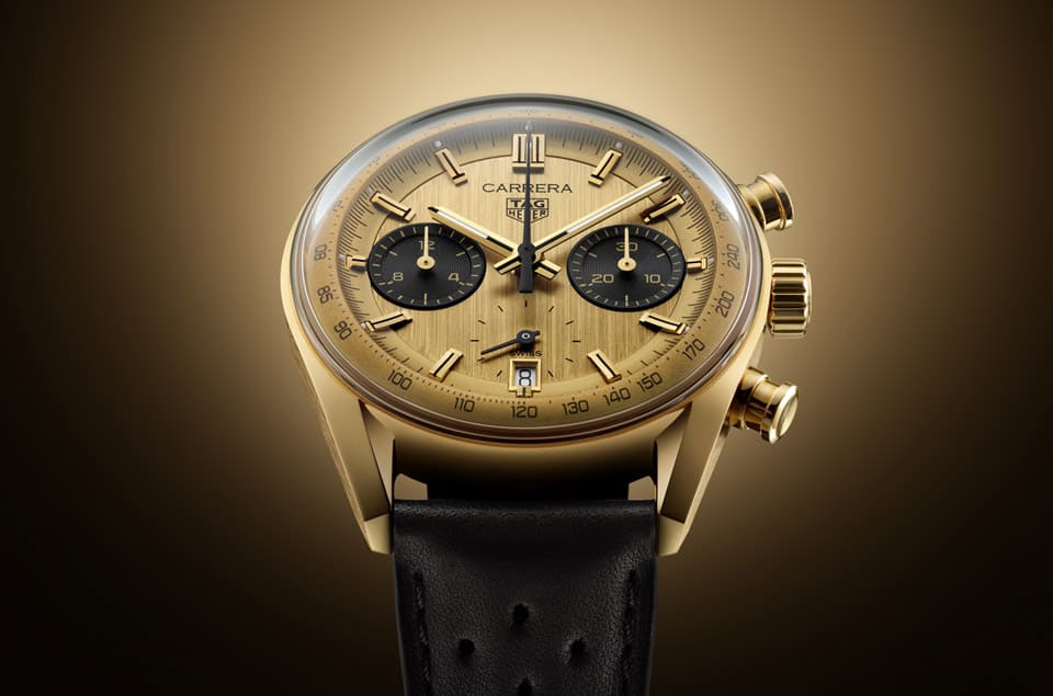 從冠軍車手獎品獲得啟發泰格豪雅再造現代Carrera黃金計時碼表-復刻表