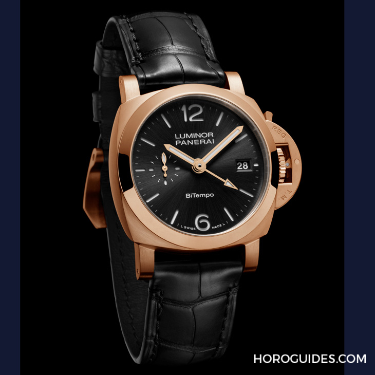 以Goldtech貴金屬材質入作！ 沛納海Luminor Quaranta BiTempo腕表再添一延伸新作PAM01641-復刻表
